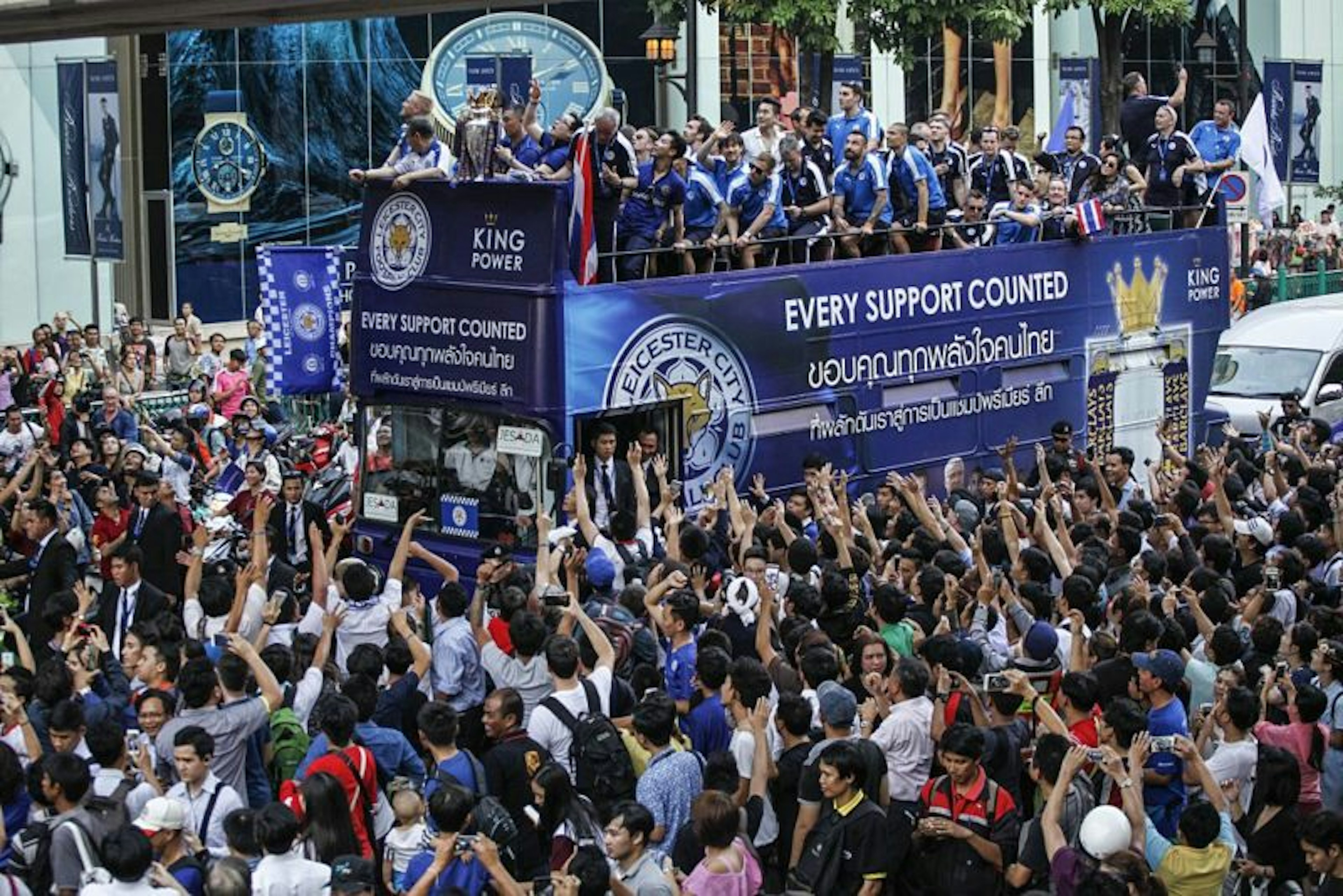 The celebration of Leicester City league trophy in Bangkok