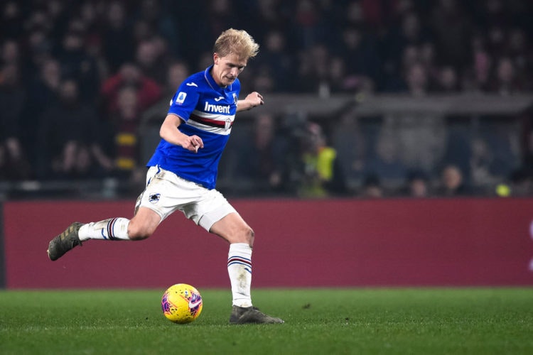 Morten Thorsby of UC Sampdoria in action during the Serie A