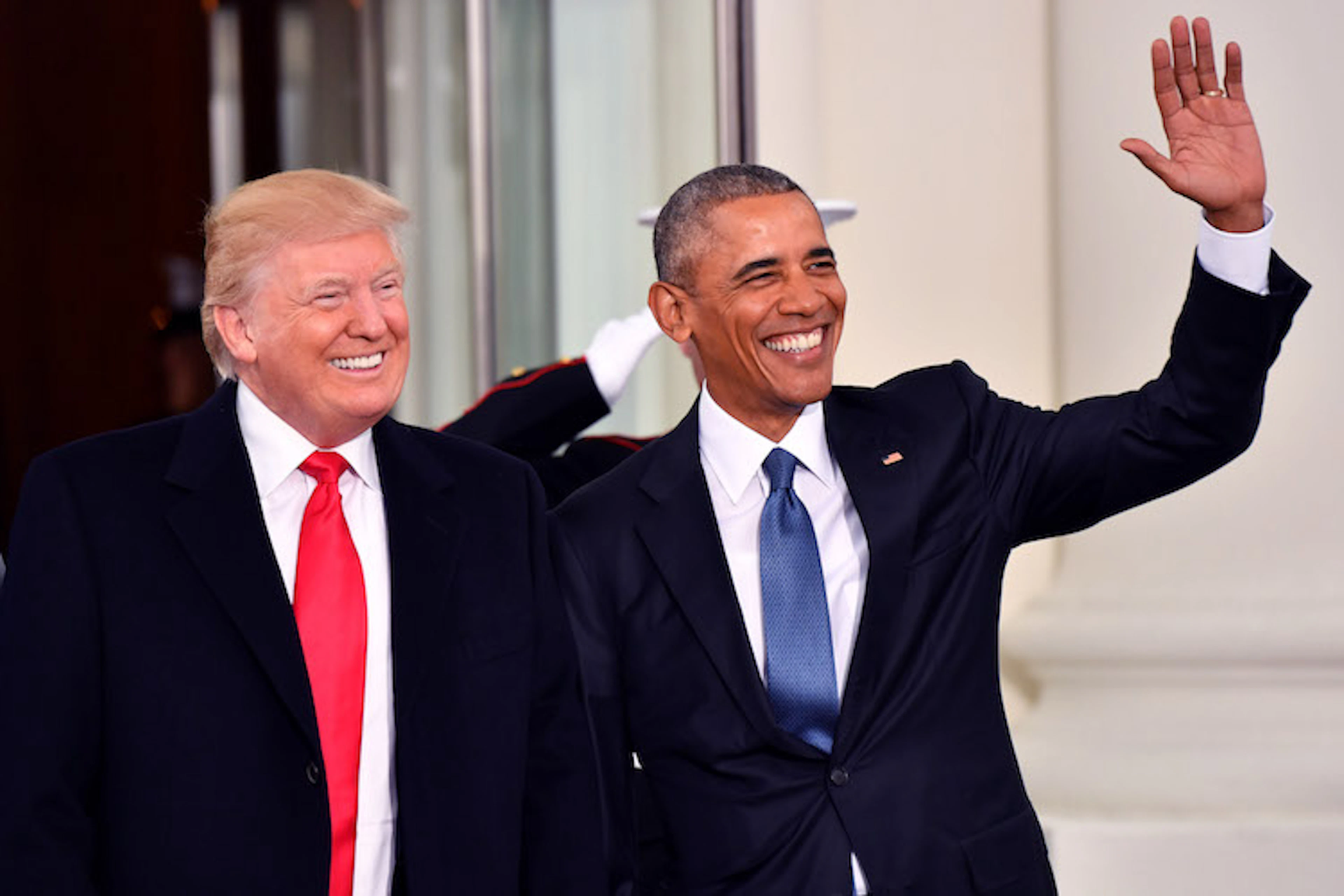 Donald And Melania Trump Arrive At White House Ahead Of Inauguration