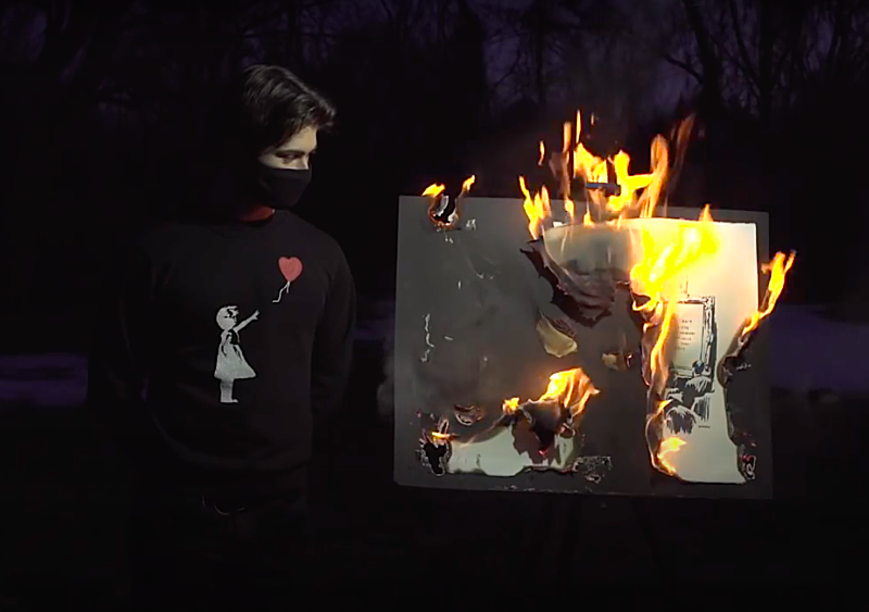 Tego jeszcze nie było - obraz Banksy'ego został spalony, ​​zdigitalizowany i wystawiony w formie NFT