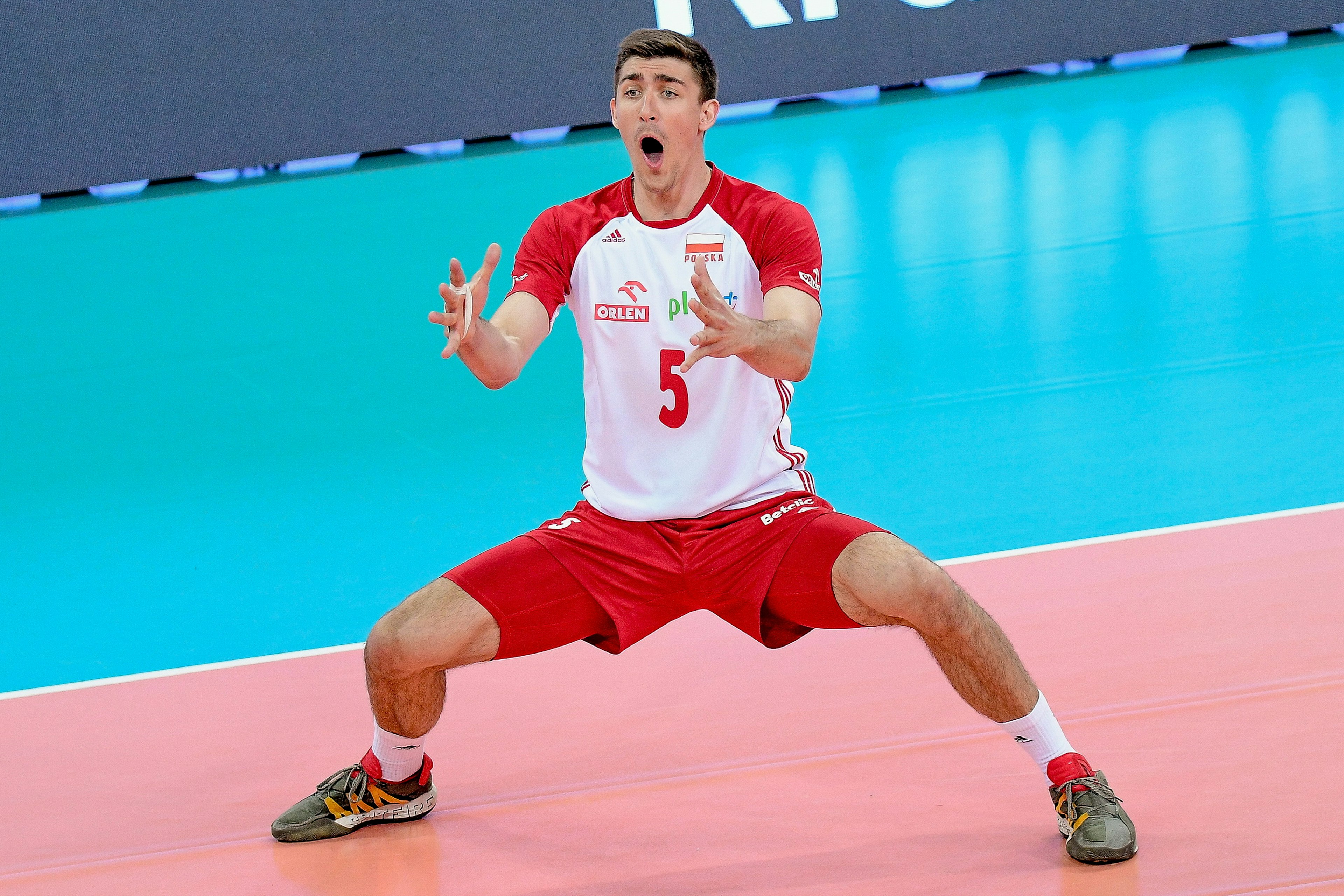 Siatkowka. Mecz towarzyski. Polska - Belgia. Łukasz Kaczmarek