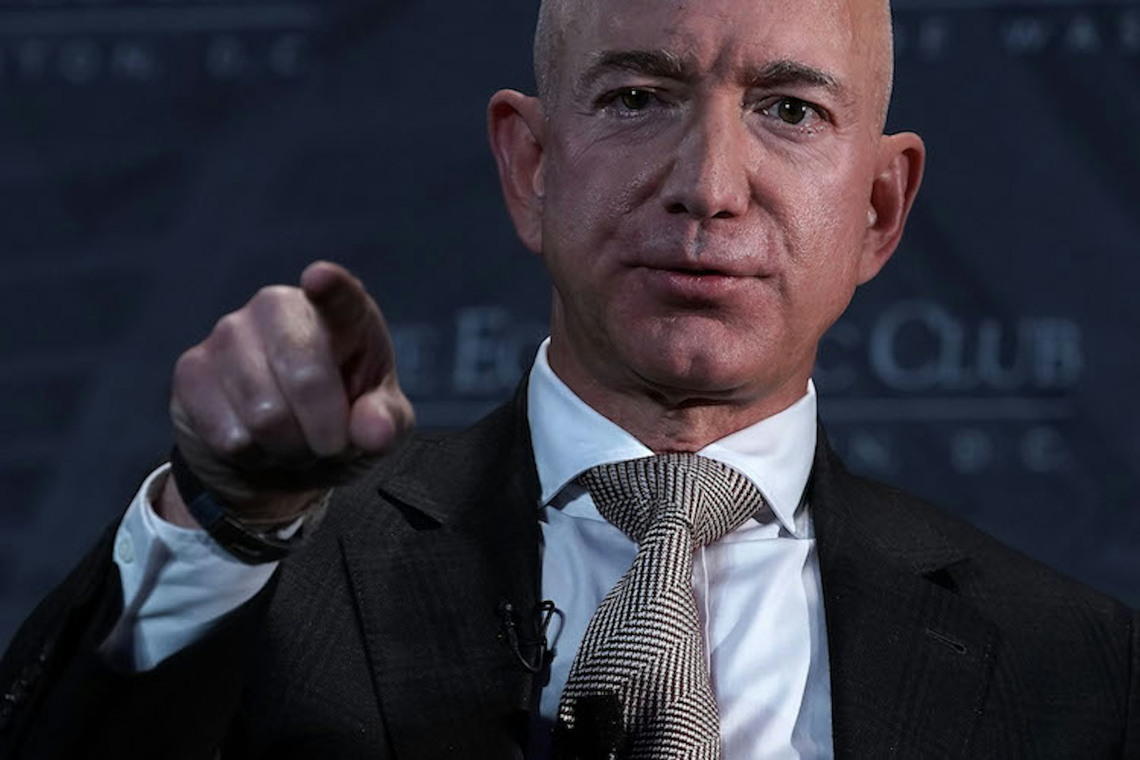 Jeff Bezos Speaks At Economic Club Of Washington With Club President David Rubenstein