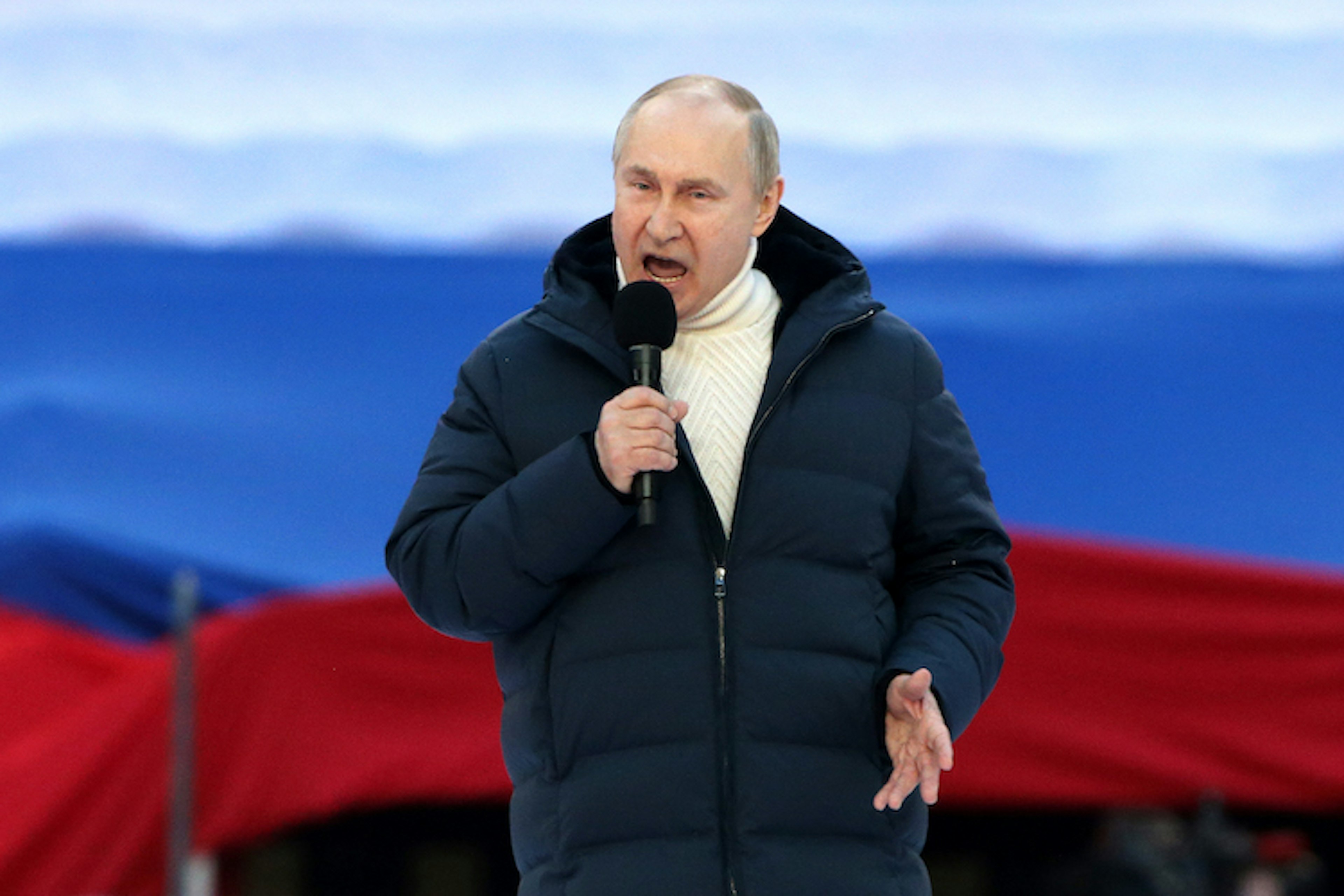 President Putin Addresses Supporters On Anniversary Of Annexation Of Crimea