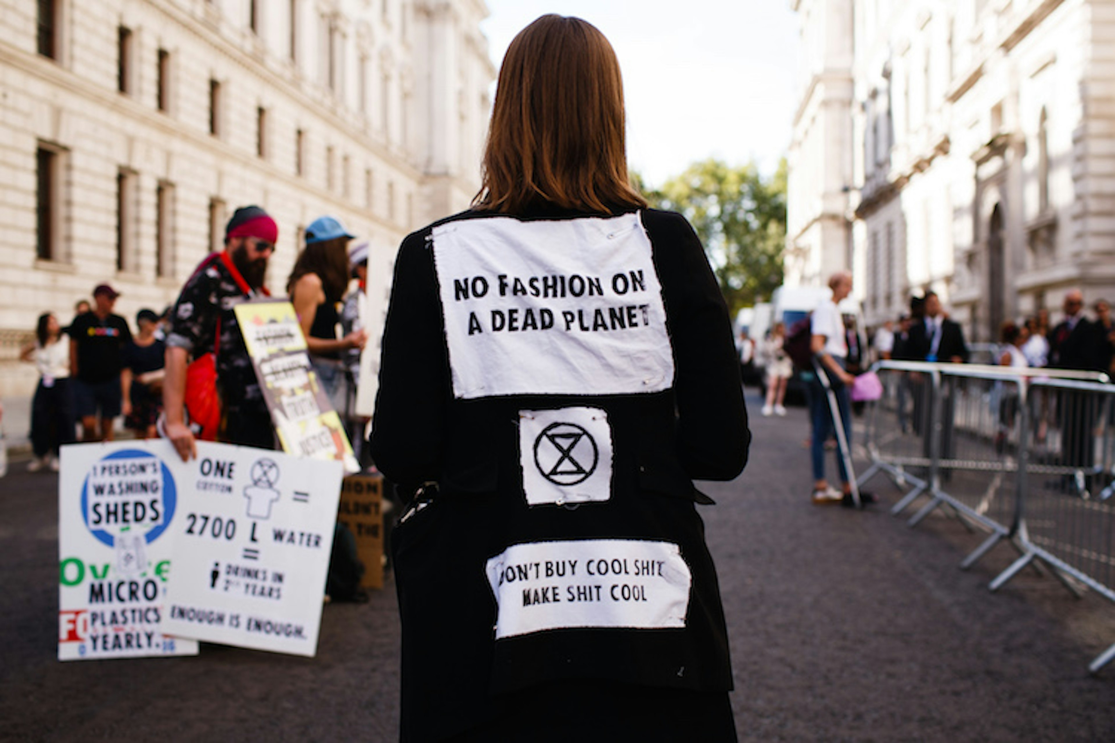 Climate Change Activist Group Extinction Rebellion Protest At London Fashion Week